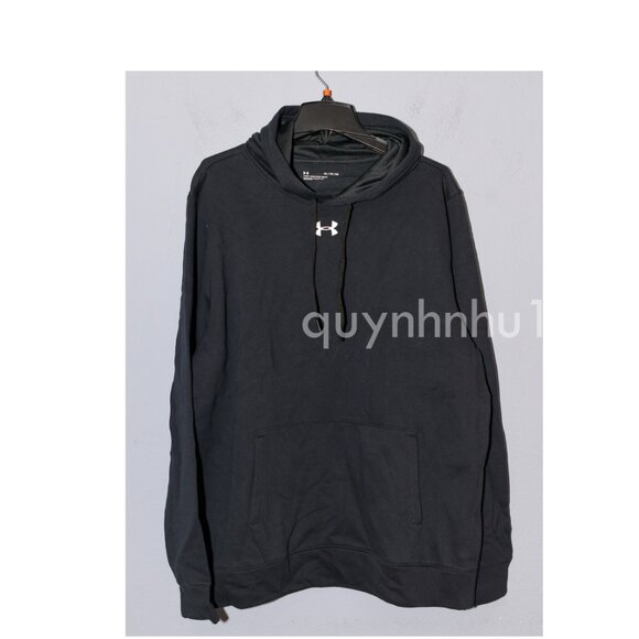 Men's UA Hustle Fleece Hoodie in black - Picture 4 of 7